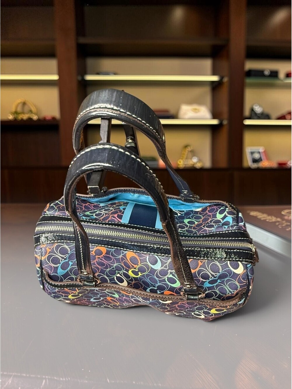 Coach Multicolor Signature C Satchel F15182 + Matching Wallet Y2K Set - Picture 9 of 12